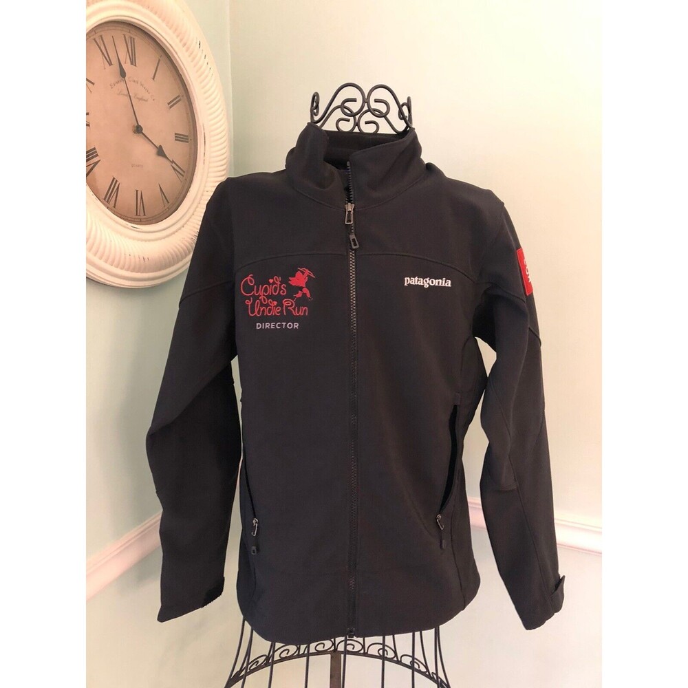 Patagonia Adze Polartec Windbloc Soft Shell Zip Front Jacket Sz S Black‎ Logo
